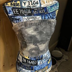 Gray Denim Bustier Top